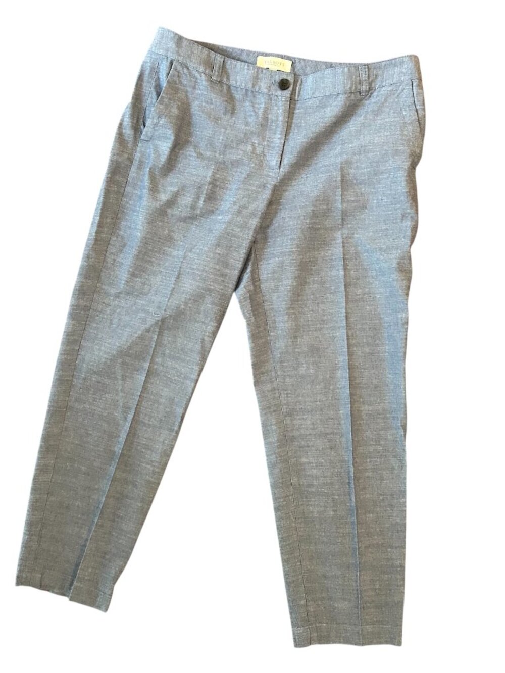 Talbots Chambray Casual Pants Trousers Size 12 Petite Preppy Minimalist Straight